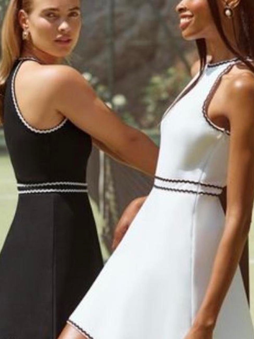 Hill House Home Billie Black Halter Mini Dress White Ricrac Trim Size M